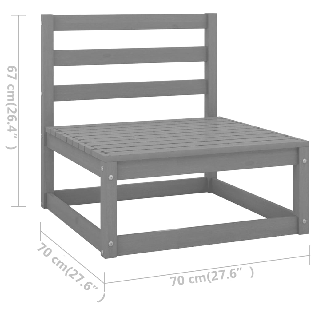 5-Delige Loungeset Massief Grenenhout Grijs