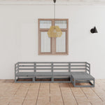 5-Delige Loungeset Massief Grenenhout Grijs