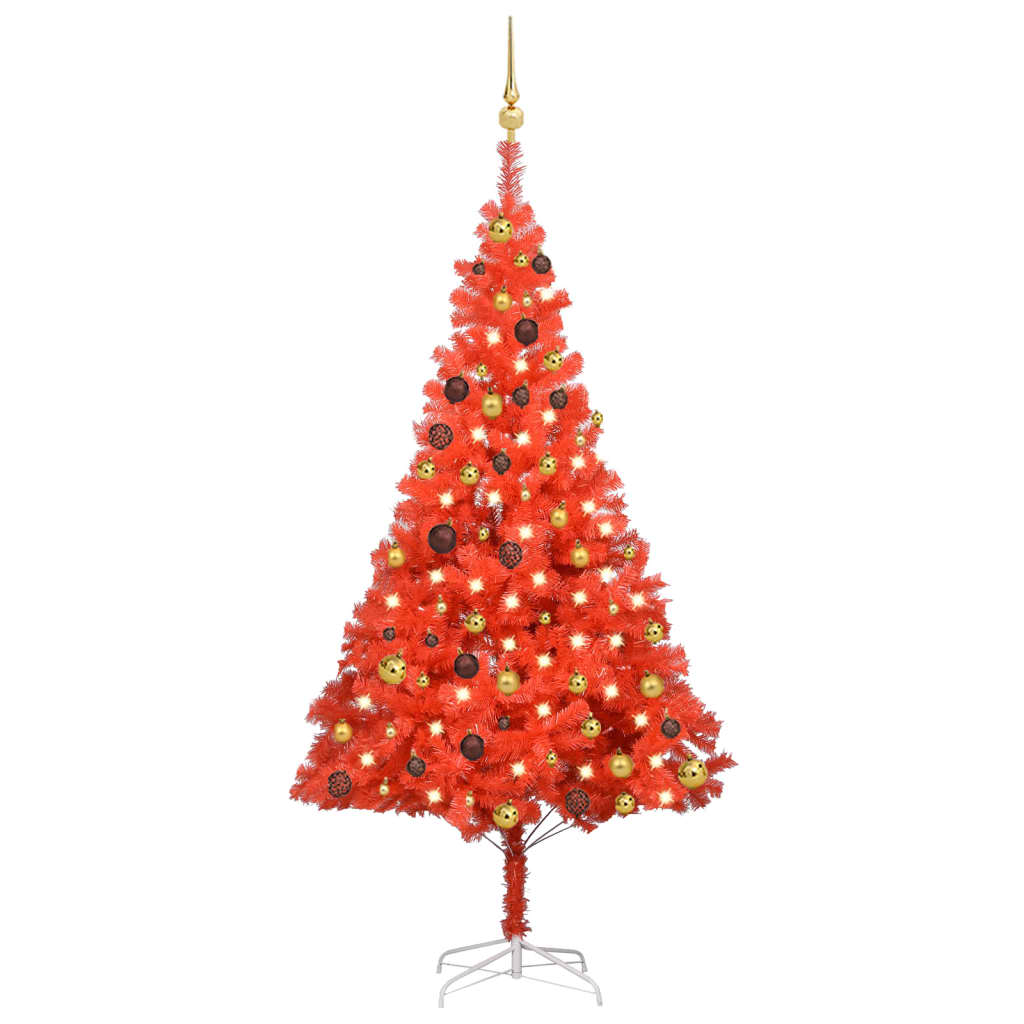 Kunstkerstboom Met Verlichting En Kerstballen 150 Cm Pvc