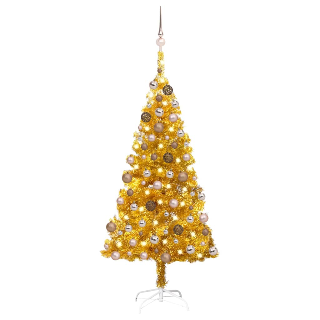 Kunstkerstboom Met Verlichting En Kerstballen 150 Cm Pvc