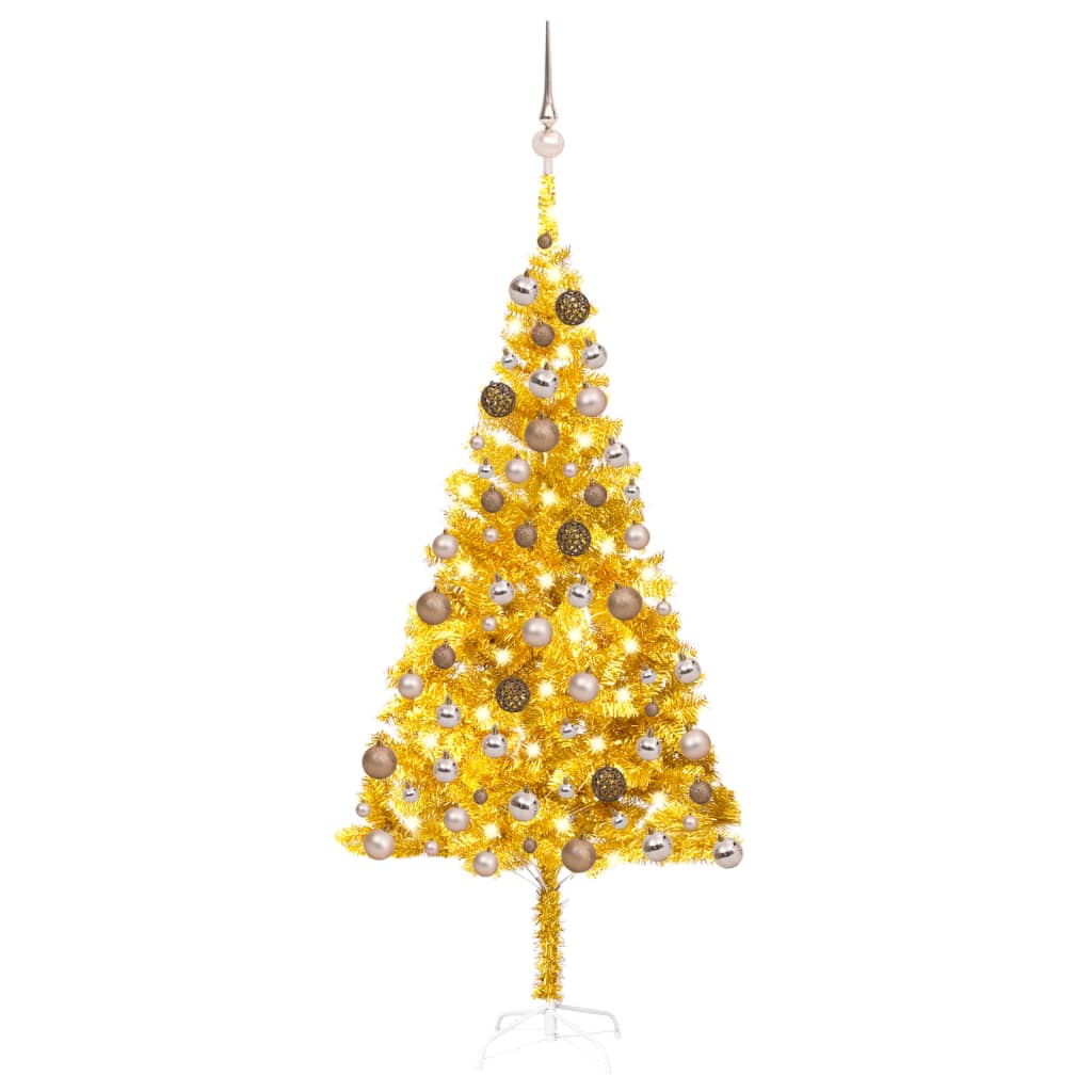 Kunstkerstboom Met Verlichting En Kerstballen 150 Cm Pvc