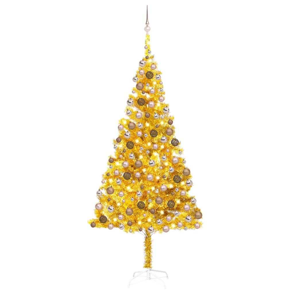 Kunstkerstboom Met Verlichting En Kerstballen 150 Cm Pvc