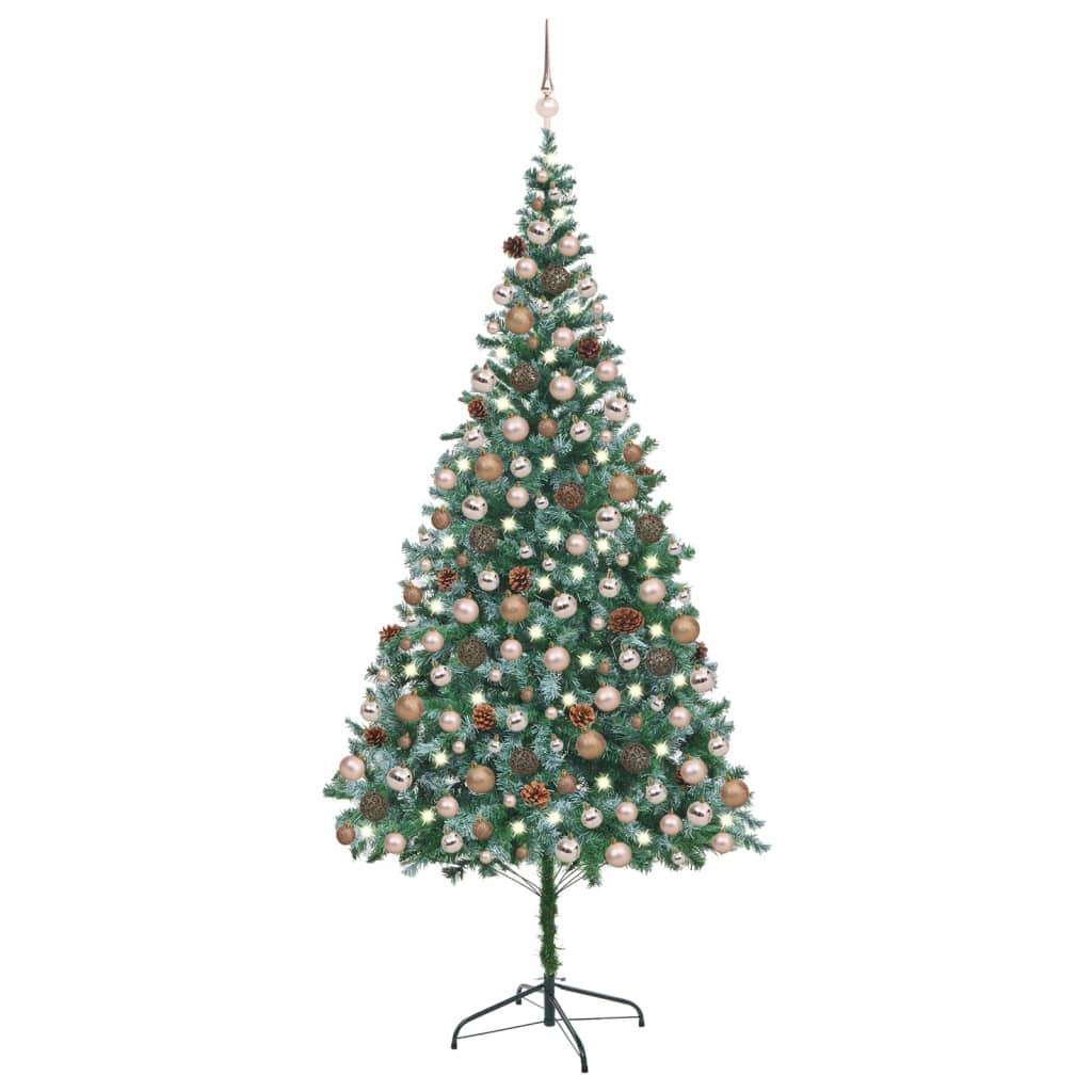 Kunstkerstboom Met Verlichting Ballen Sneeuw Dennenappel 150 Cm