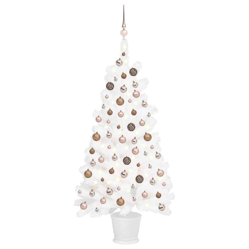 Kunstkerstboom Met Verlichting En Kerstballen 65 Cm Wit