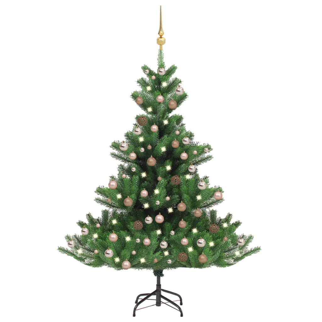 Kunstkerstboom Nordmann Met Led's En Kerstballen 120 Cm Groen