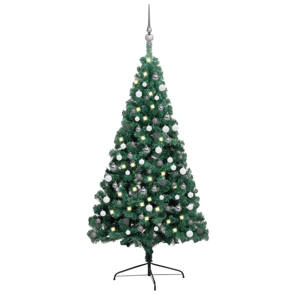 Kunstkerstboom Met Verlichting En Kerstballen Half 120 Cm