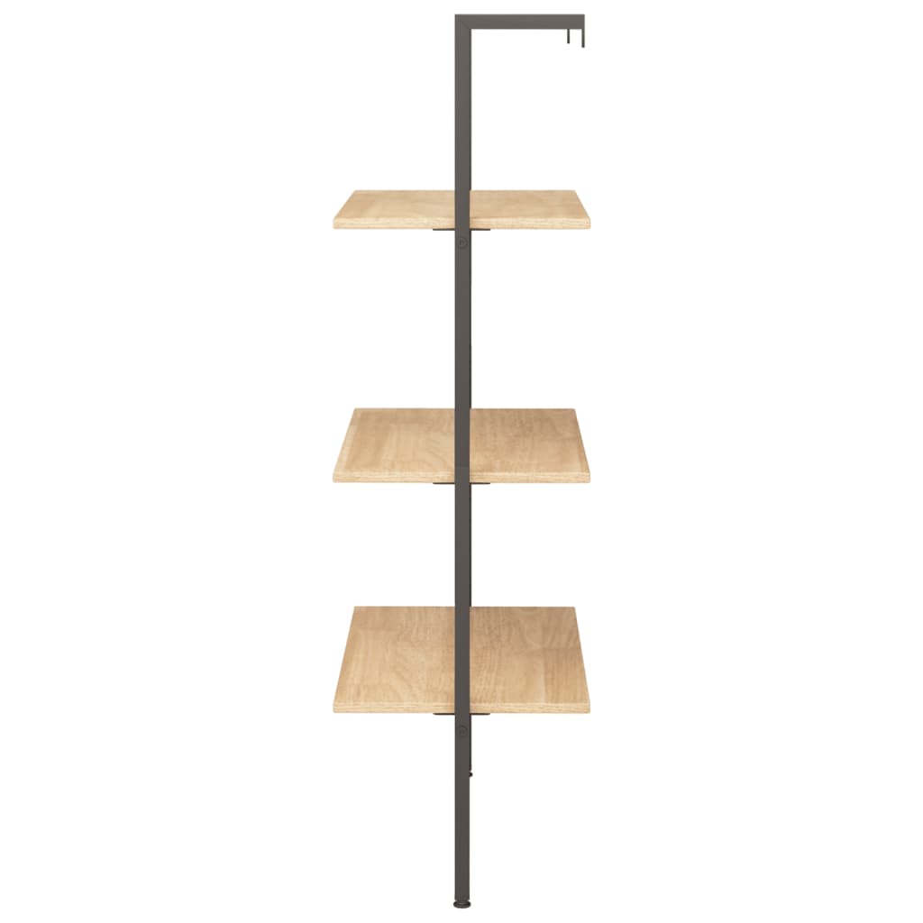 Ladderrek Met 3 Schappen 64X35X120,5 Cm En Zwart