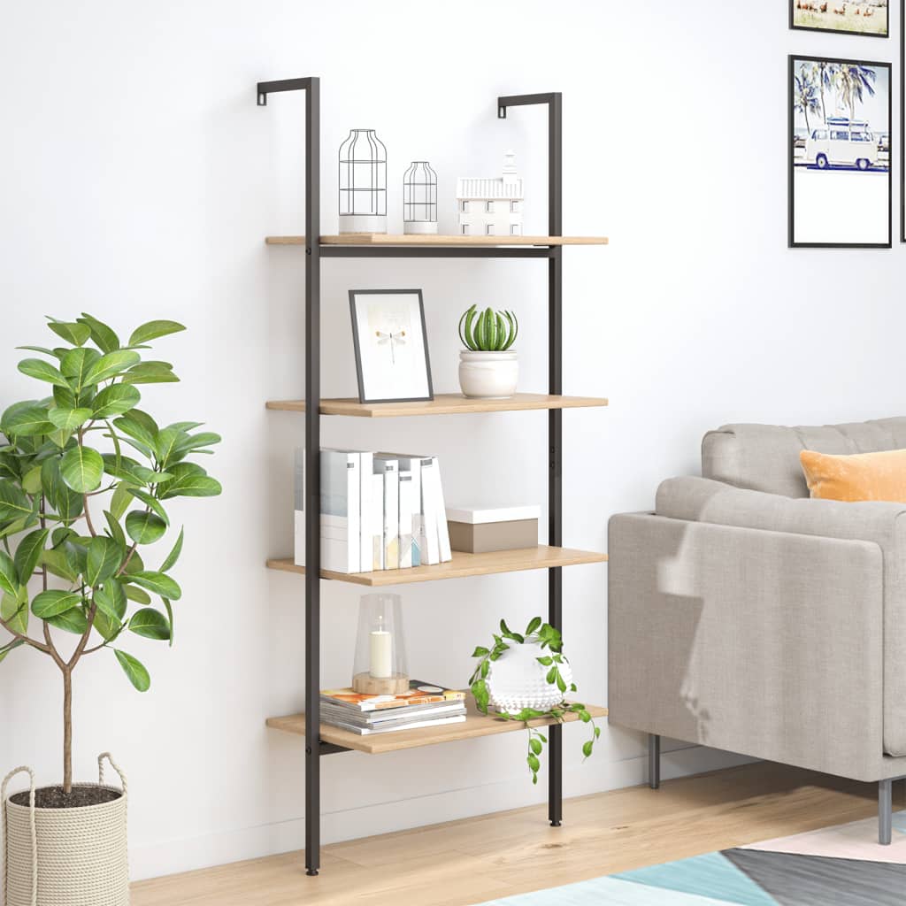 Ladderrek Met 3 Schappen 64X35X120,5 Cm En Zwart