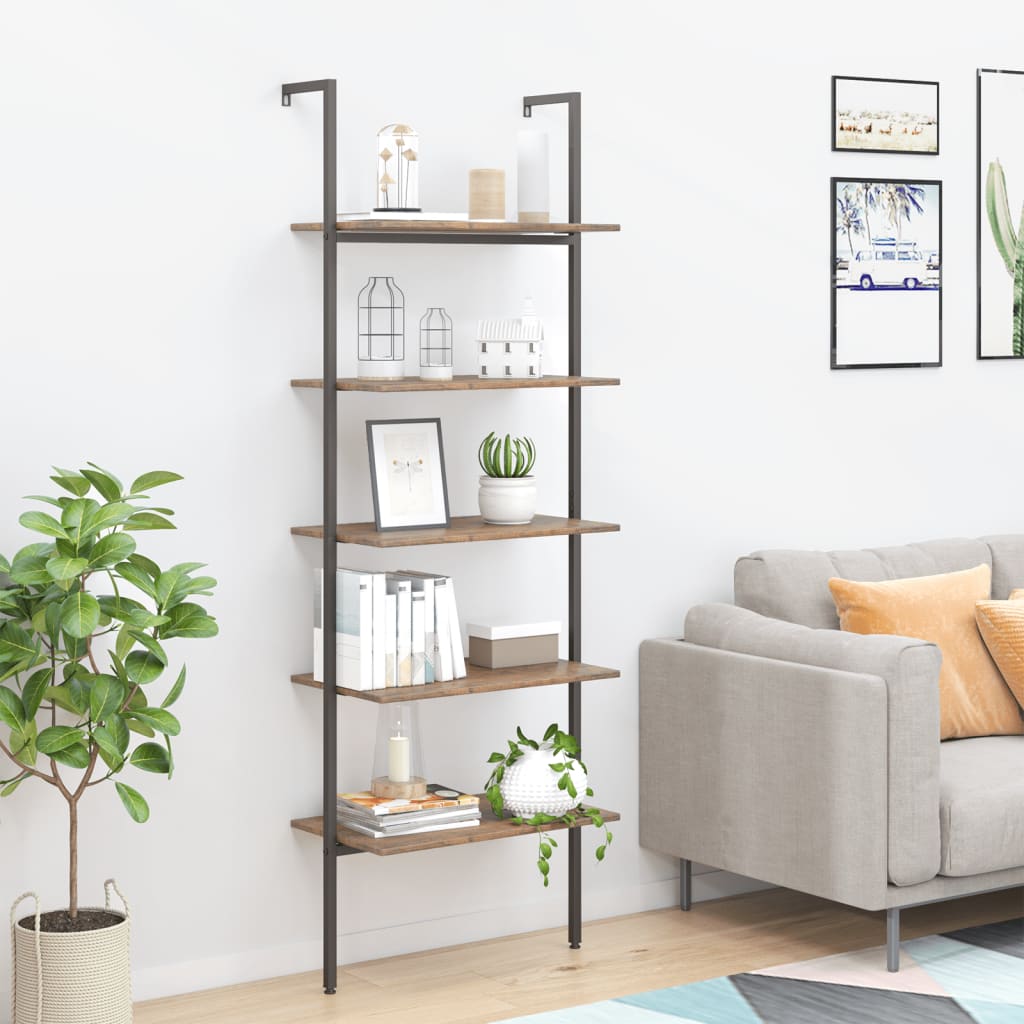 Ladderrek Met 3 Schappen 64X35X120,5 Cm En Zwart
