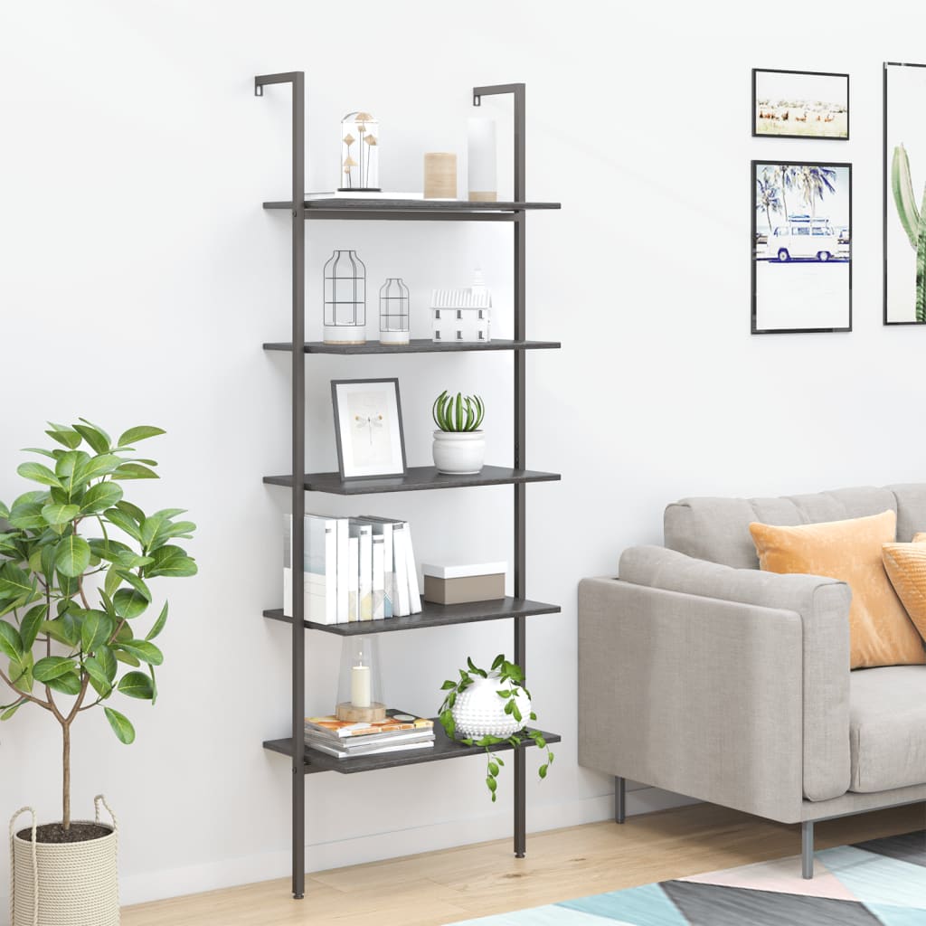 Ladderrek Met 3 Schappen 64X35X120,5 Cm En Zwart