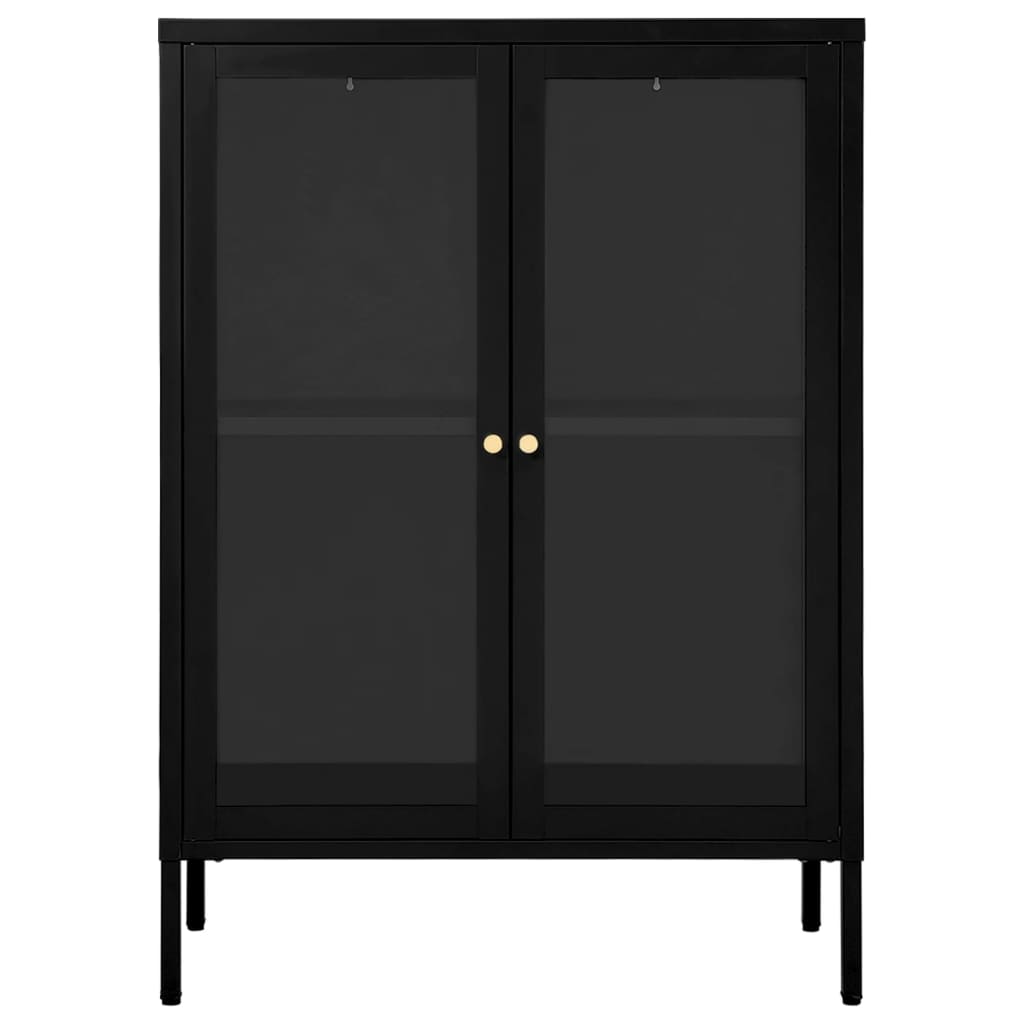 Dressoir 75X35X105 Cm Staal En Glas