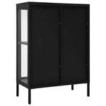 Dressoir 75X35X105 Cm Staal En Glas
