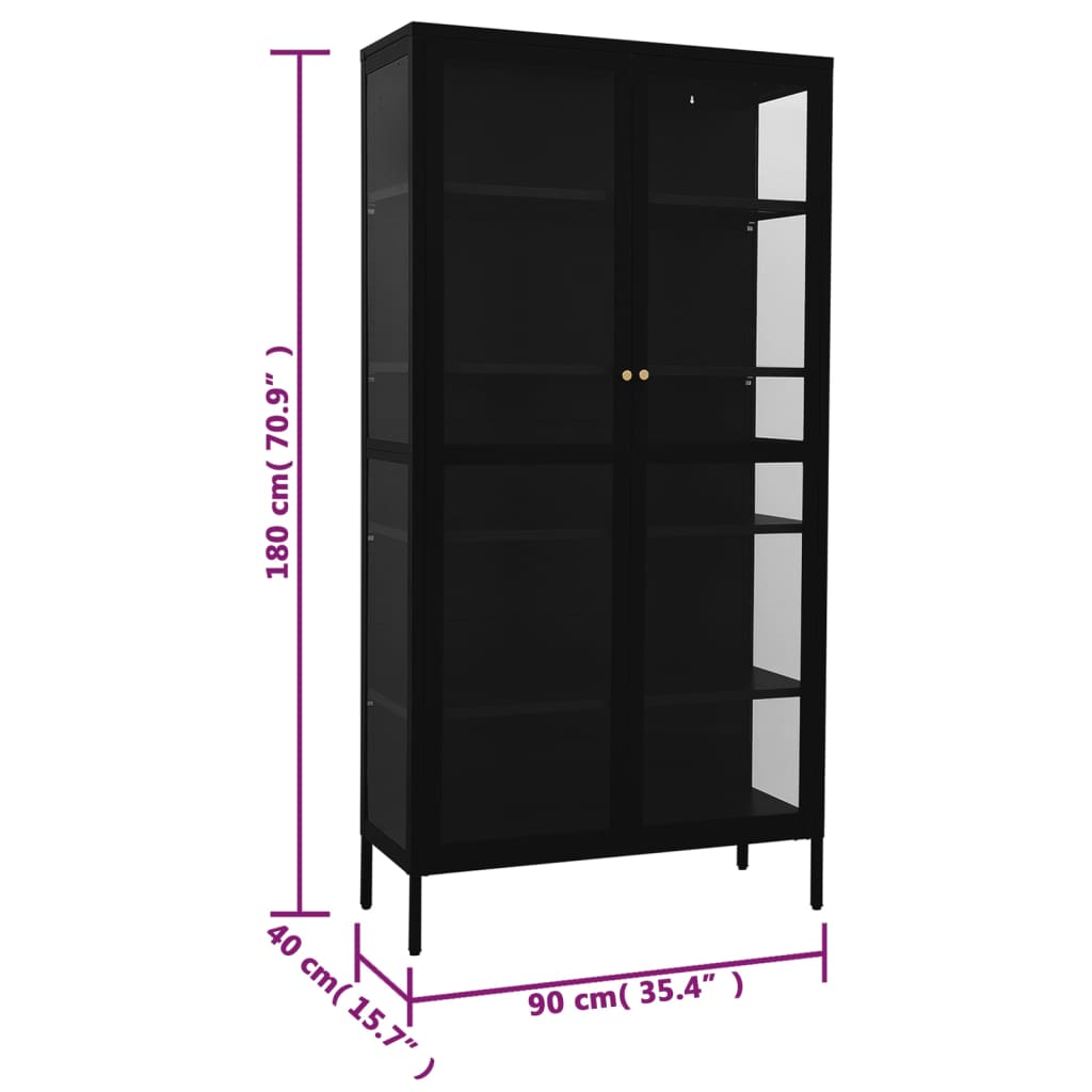 Vitrinekast 90X40X180 Cm Staal En Gehard Glas