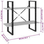 Boekenkast Met 2 Schappen Spaanplaat Betongrijs