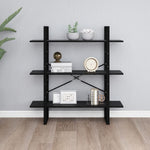 Boekenkast Met 3 Schappen Grenenhout Zwart