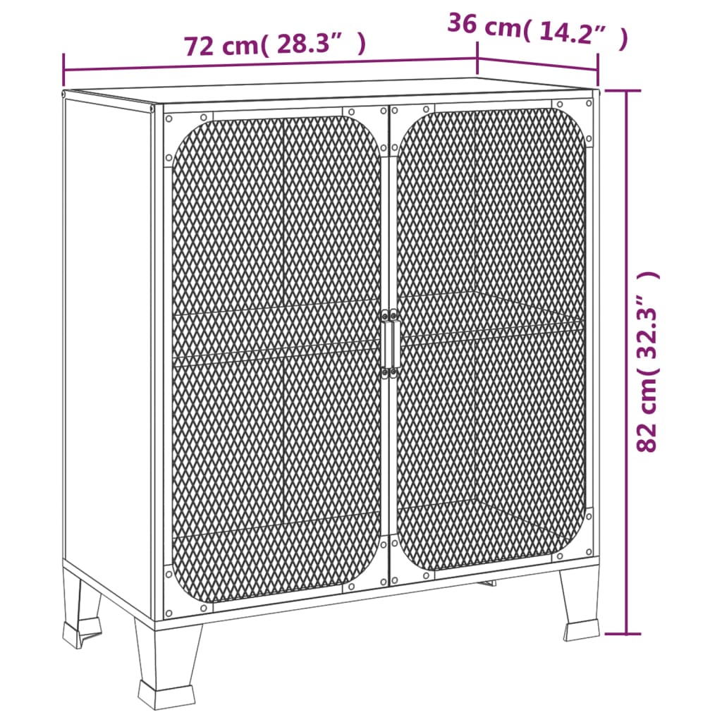 Opbergkast 72X36X82 Cm Metaal En Mdf Rustiek Bruin