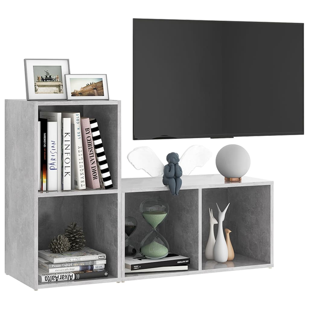 Tv-Meubelen 72X35X36,5 Cm Bewerkt Hout Betongrijs