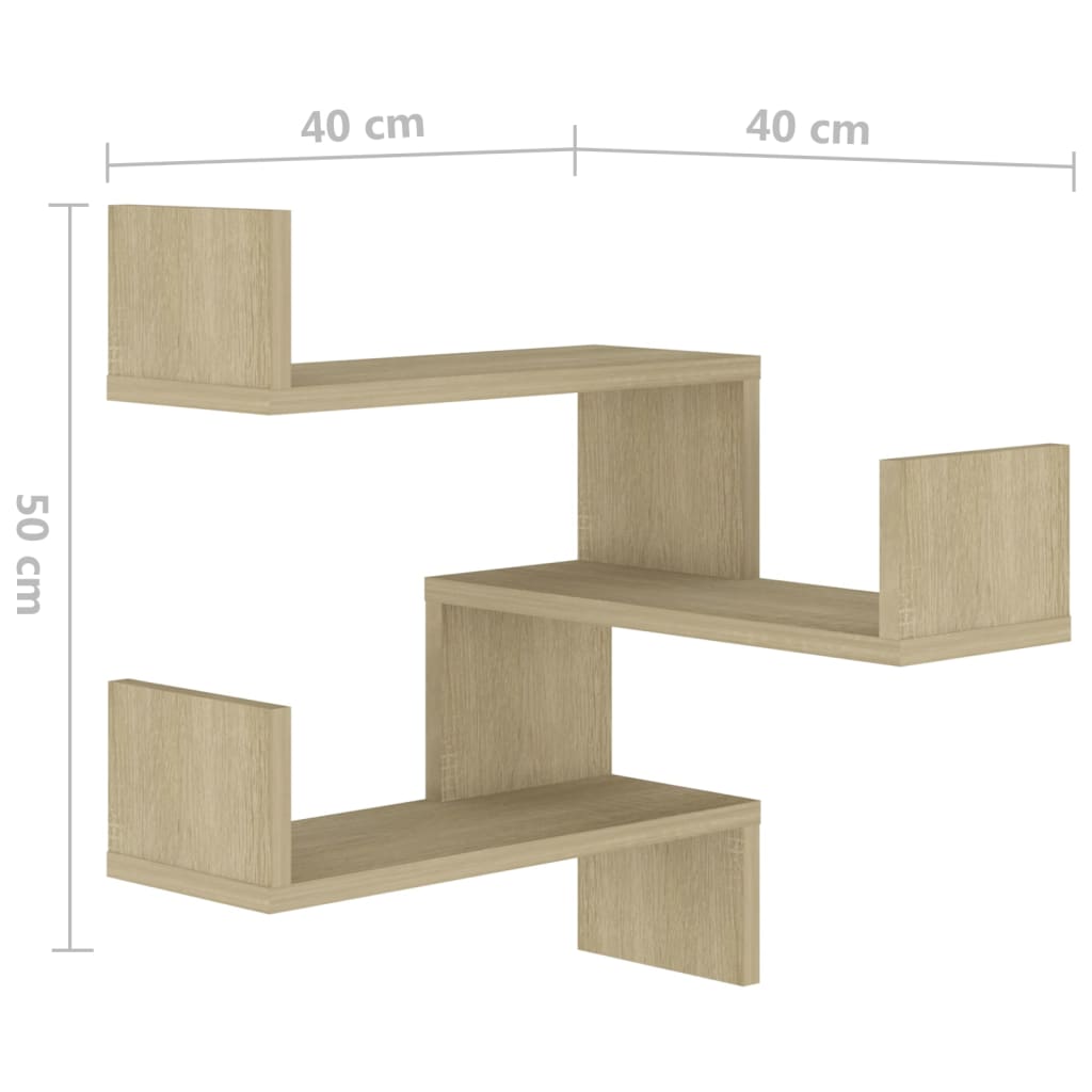 Hoekwandschap 40X40X50 Cm Bewerkt Hout Kleurig