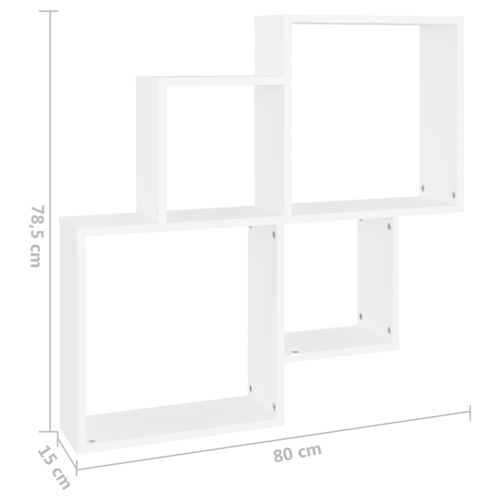 Wandschap Kubus 80X15X78,5 Cm Bewerkt Hout