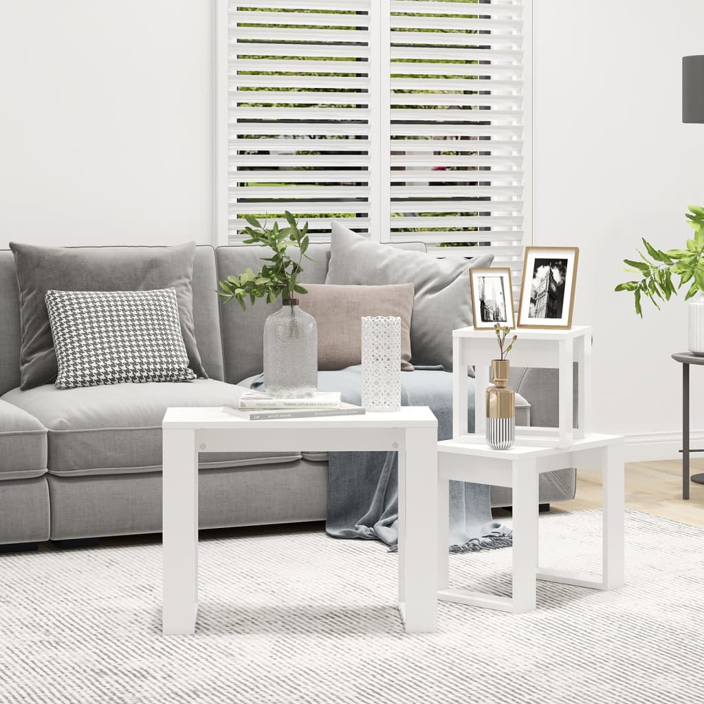 3-Delige Tafeltjesset Bewerkt Hout