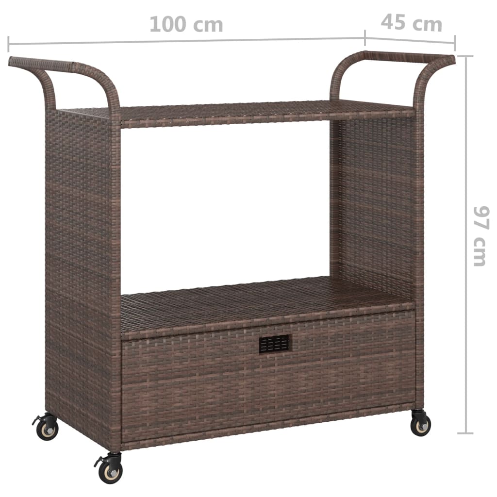 Serveerwagen Met Lade 100X45X97 Cm Poly Rattan