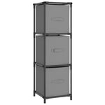 Opbergkast Met 3 Stoffen Lades 34X34X101 Cm Staal Grijs Hoogglans Grijs