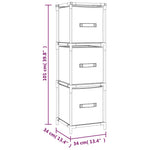 Opbergkast Met 3 Stoffen Lades 34X34X101 Cm Staal Grijs Hoogglans Grijs