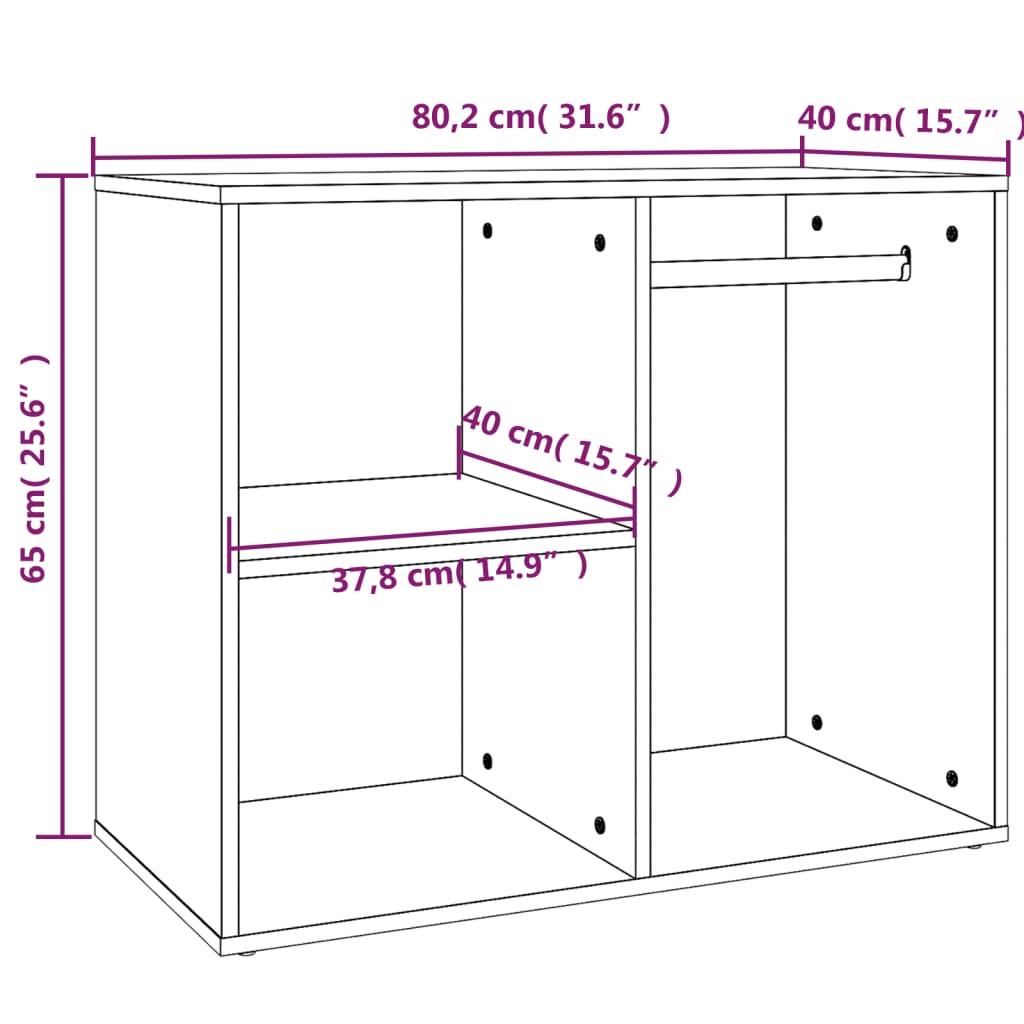 Kledingkast 80X40X65 Cm Bewerkt Hout