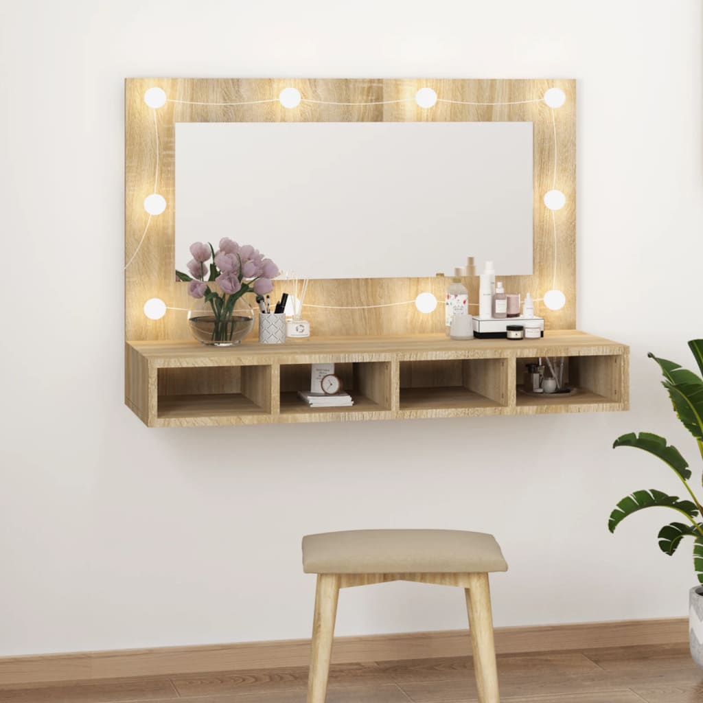 Spiegelkast Met Led-Verlichting 90X31,5X62 Cm