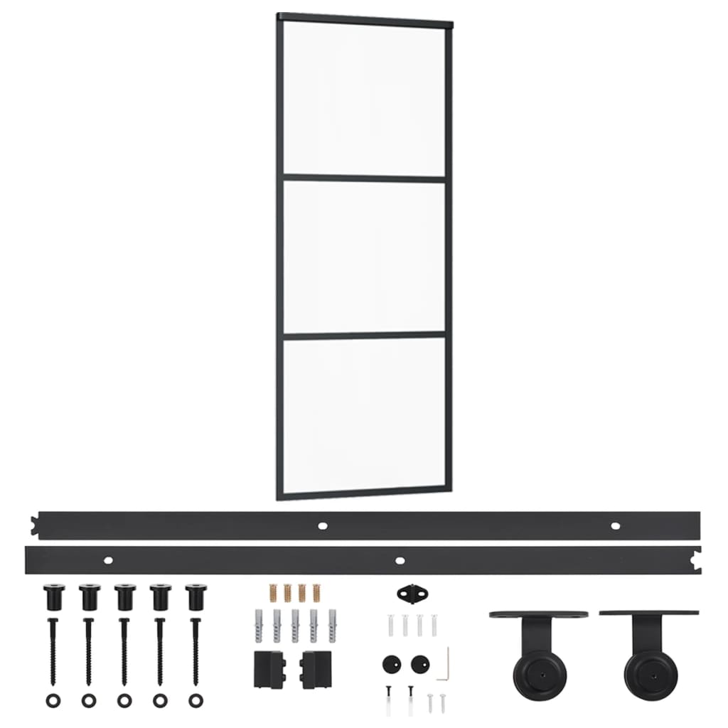 Schuifdeur Met Beslag 76X205 Cm Aluminium En Esg-Glas