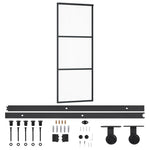Schuifdeur Met Beslag 76X205 Cm Aluminium En Esg-Glas