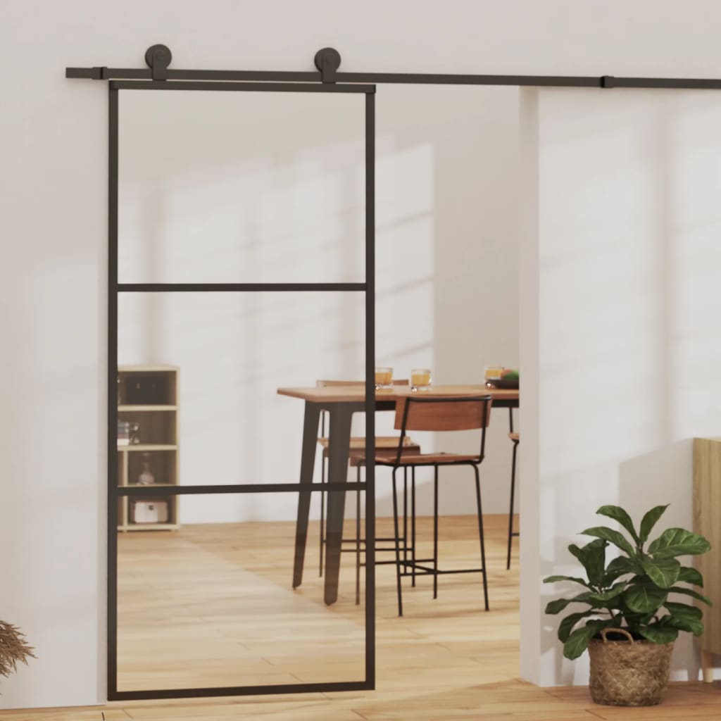 Schuifdeur Met Beslag 76X205 Cm Aluminium En Esg-Glas