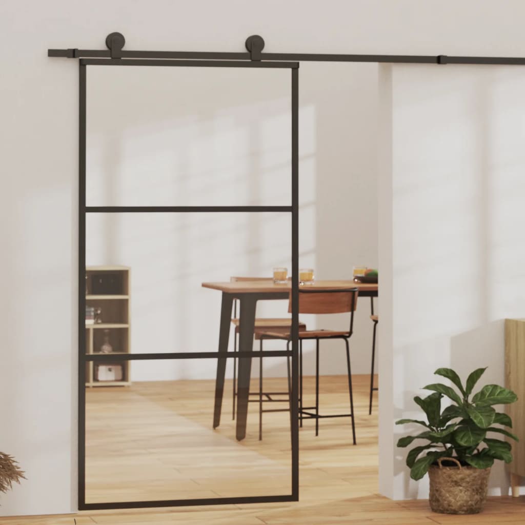 Schuifdeur Met Beslag 76X205 Cm Aluminium En Esg-Glas