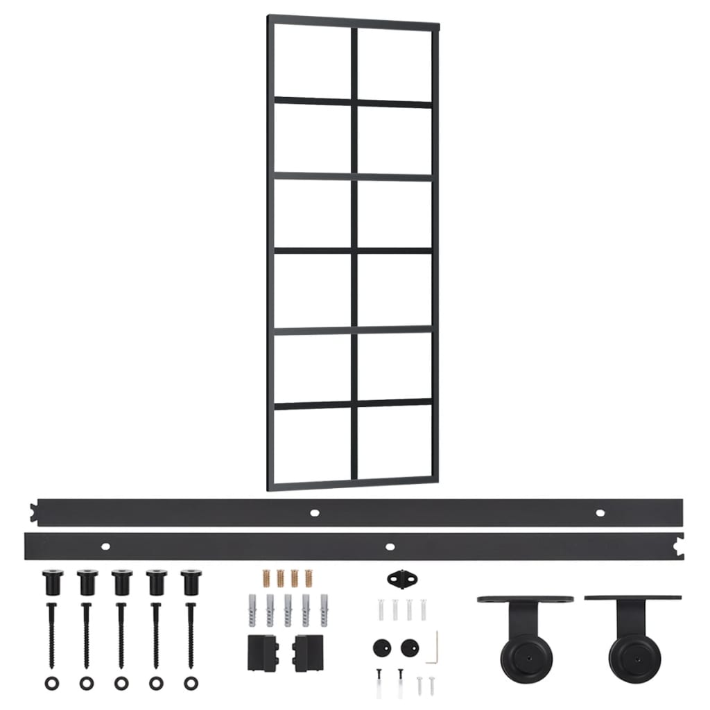 Schuifdeur Met Beslag 76X205 Cm Aluminium En Esg-Glas