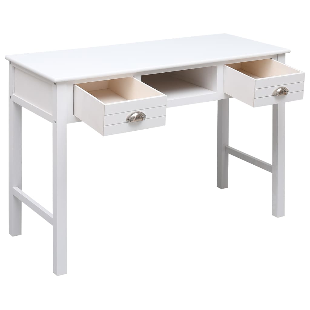 Bureau 108X45X76 Cm Massief Paulowniahout Wit Grijs