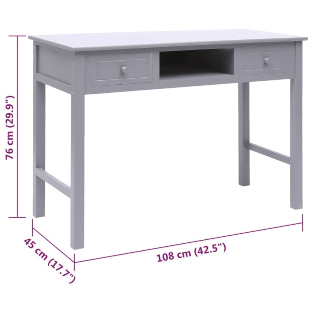 Bureau 108X45X76 Cm Massief Paulowniahout