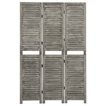 Kamerscherm Met 3 Panelen 106,5X166 Cm Massief Hout Grijs