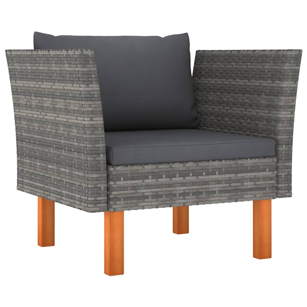 7-Delige Loungeset Poly Rattan En Eucalyptushout