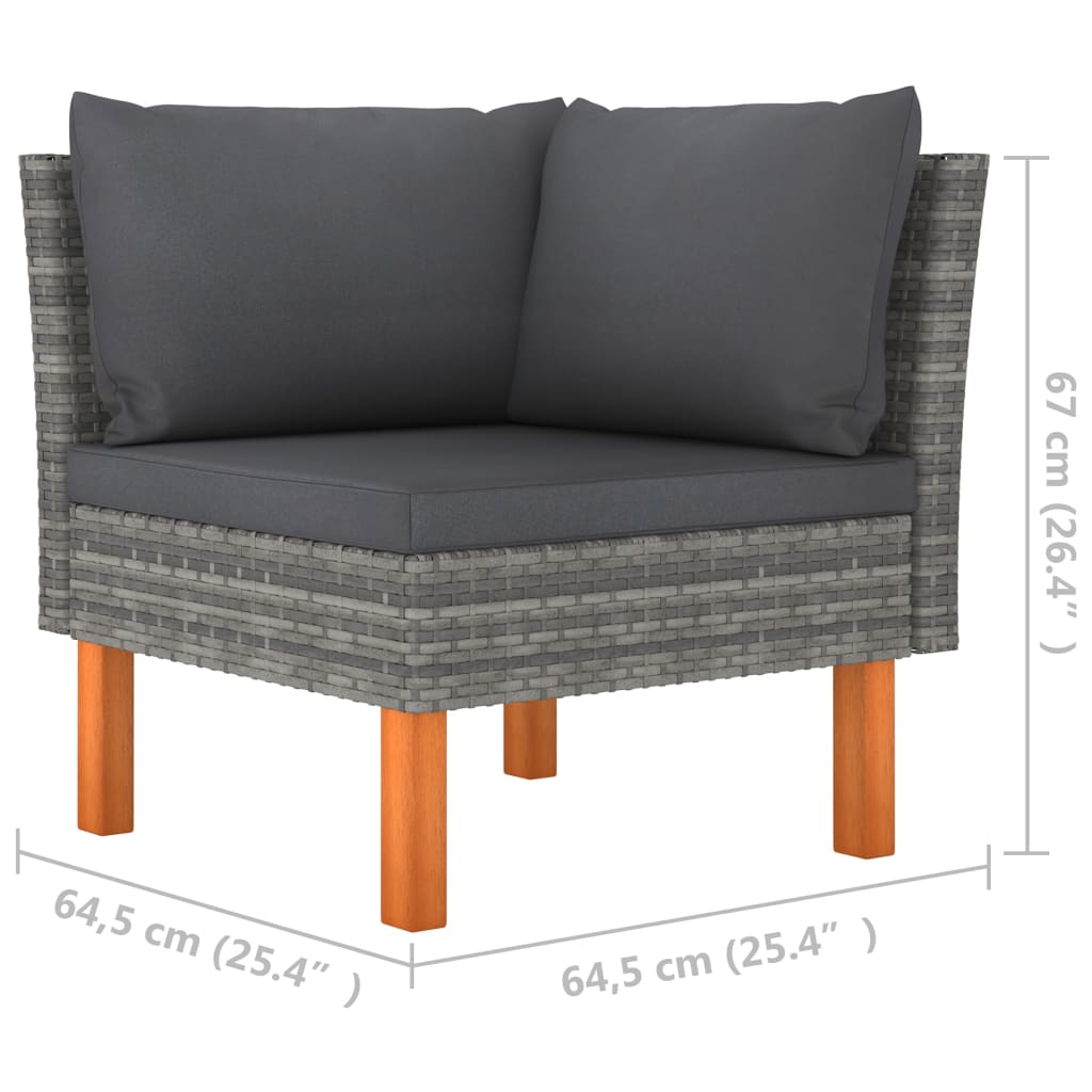 7-Delige Loungeset Poly Rattan En Eucalyptushout