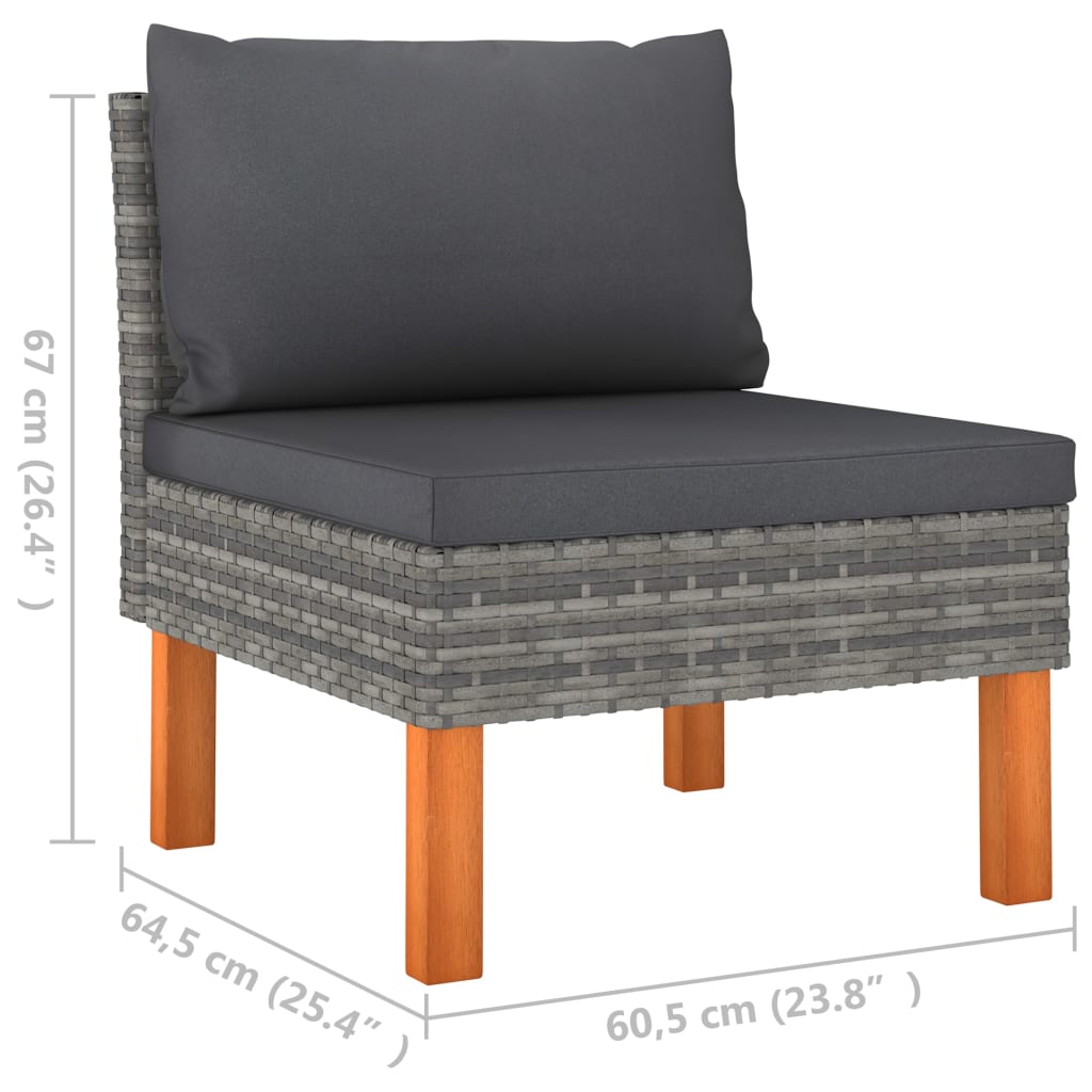 7-Delige Loungeset Poly Rattan En Eucalyptushout