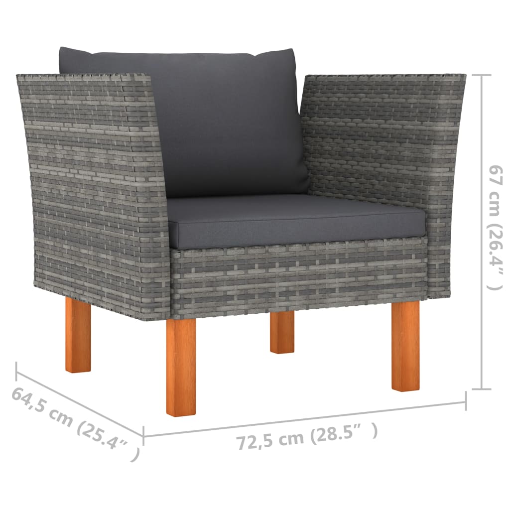 7-Delige Loungeset Poly Rattan En Eucalyptushout