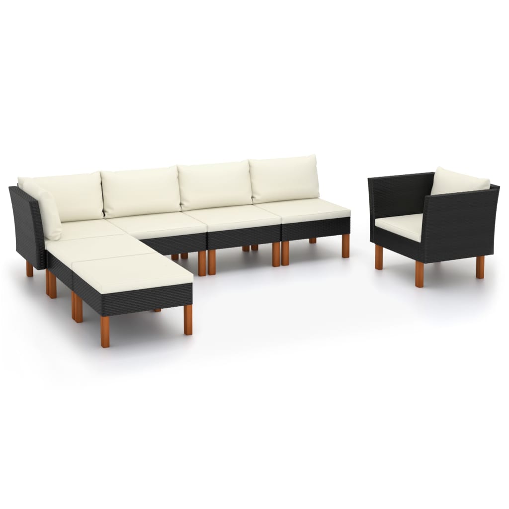 7-Delige Loungeset Poly Rattan En Eucalyptushout