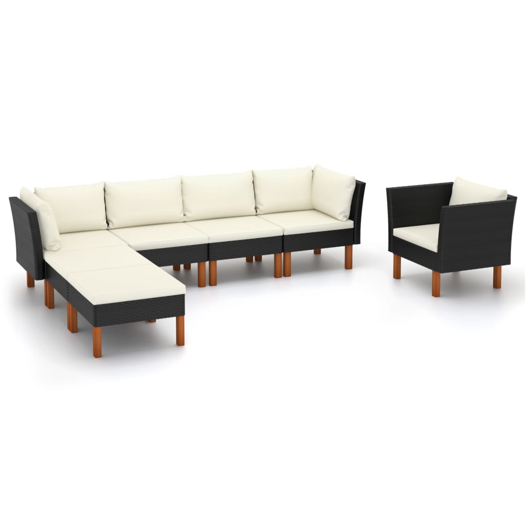 7-Delige Loungeset Poly Rattan En Eucalyptushout