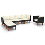 7-Delige Loungeset Poly Rattan En Eucalyptushout