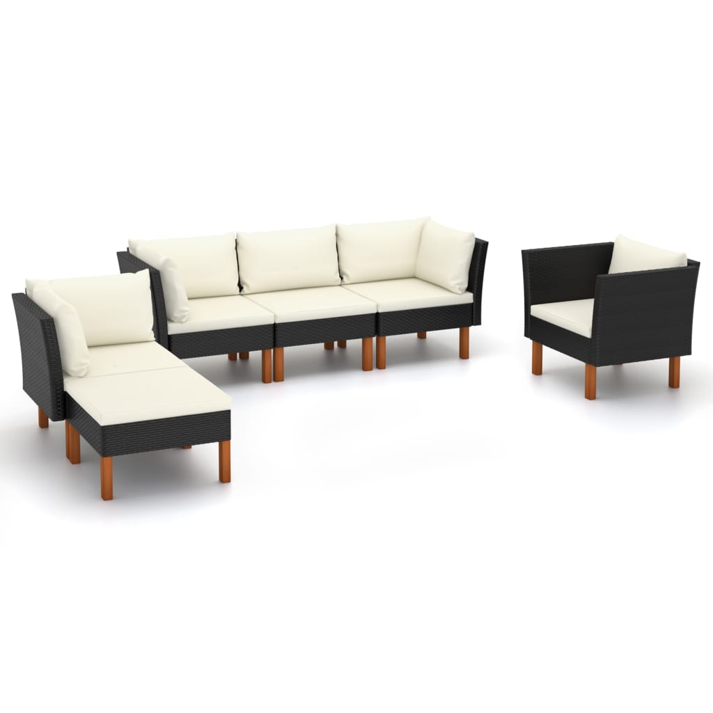 7-Delige Loungeset Poly Rattan En Eucalyptushout