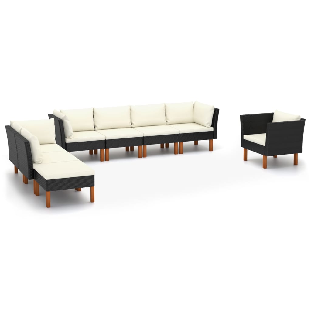 7-Delige Loungeset Poly Rattan En Eucalyptushout