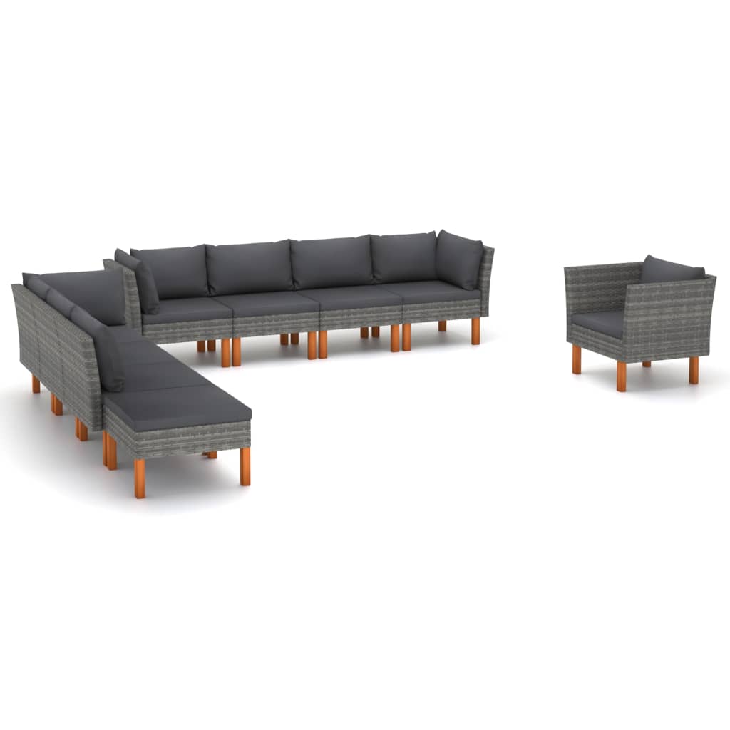 7-Delige Loungeset Poly Rattan En Eucalyptushout