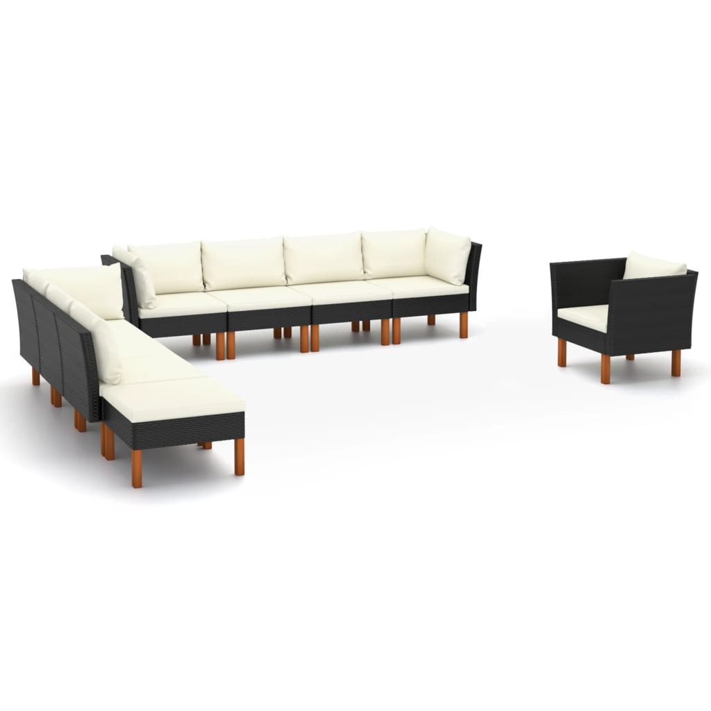 7-Delige Loungeset Poly Rattan En Eucalyptushout