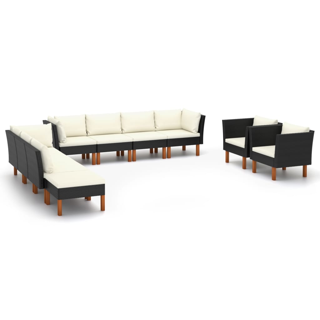 7-Delige Loungeset Poly Rattan En Eucalyptushout