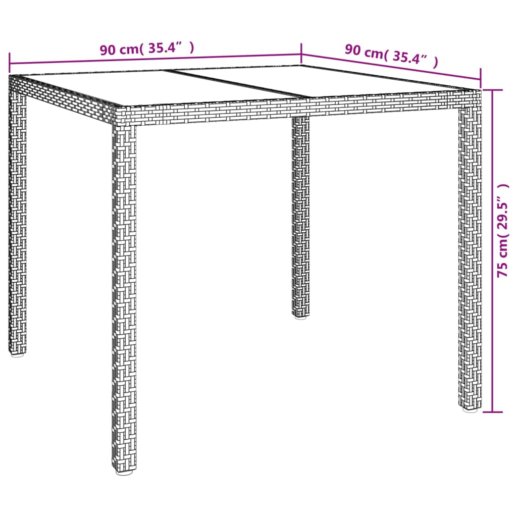 Tuintafel Gehard Glas En Poly Rattan